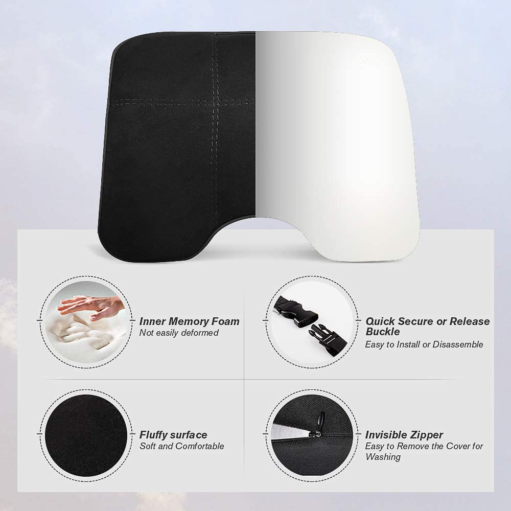 EASY EAGLE Car Neck Pillow in Suede Fabric and Memory Foam, Headrest Cushion with Detachable Seat Belt for Car Seat Black, 1 Piece - Image 2