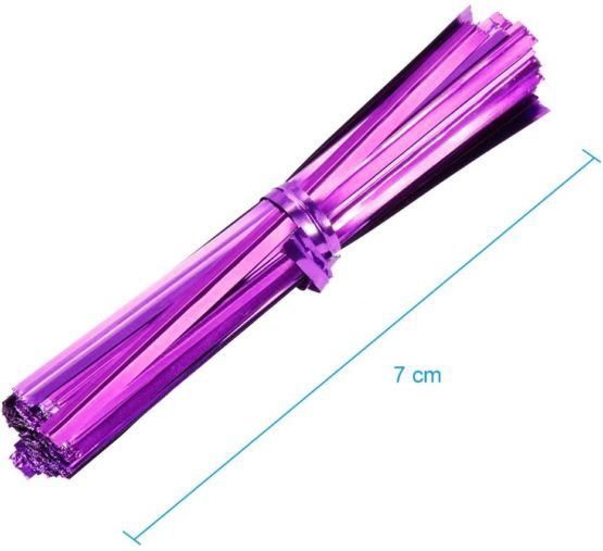 Anpro 100 pcs Clear Cone Bags with Purple Twist Ties for Party and Sweets - Image 4