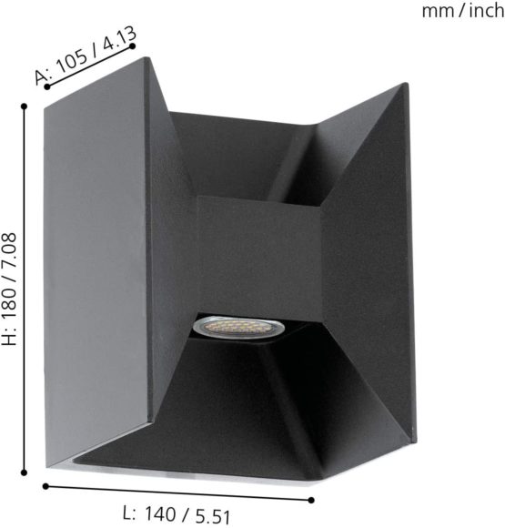 EGLO LED Outdoor Wall Lamp Morino, 2 Bulbs Outdoor Light Made of Aluminium, Colour : Anthracite, IP44 - Image 3