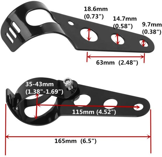 OSAN Motorcycle Headlight Mount Brackets 35mm-43mm Fork Ear for Chopper Cafe Racer (Black) - Image 3