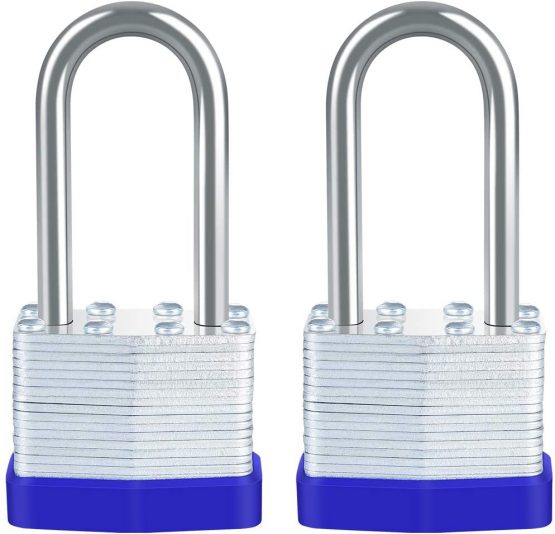 Keyed Padlocks, [2 Pack] Diyife 40mm Padlock Weatherproof Outdoor, 1.62 inch Medium Shackle Padlock Heavy Duty Laminated Steel Key Padlock Suitable for Gym Locker, School, Garage, Fence, Shed