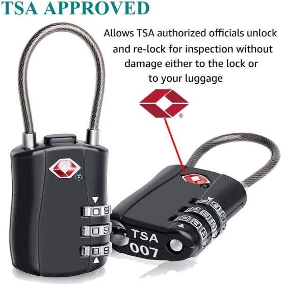 Suitcase Locks BeskooHome Luggage Locks - TSA Approved Luggage Locks, Zinc Alloy Security Padlock, 3-Dial Combination Padlock for Luggage, Suitcases, Backpacks, Duffle Bag Laptop Camera Bag - 2 Pack - Image 2