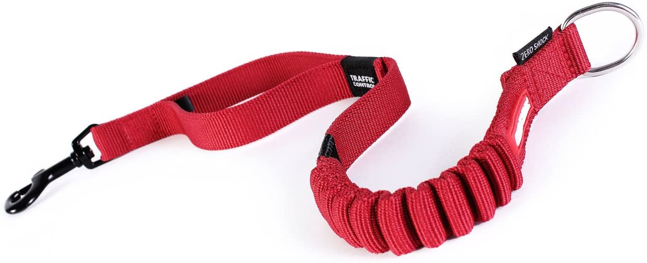 EzyDog Zero Shock Extension Dog Lead with Traffic Control, 24-Inch, Red