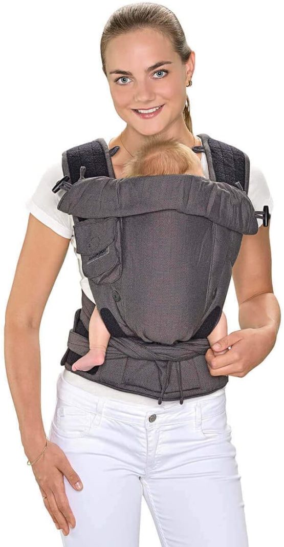 Hoppediz Bondolino Comfort Carrier for Babies incl. Instruction, London Black-Grey - Image 2