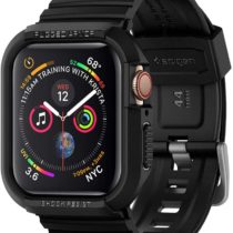 Spigen Rugged Armor Pro Designed for Apple Watch Case with Strap for Series 7 45mm and 44mm Series 6/SE/5/4 - Black