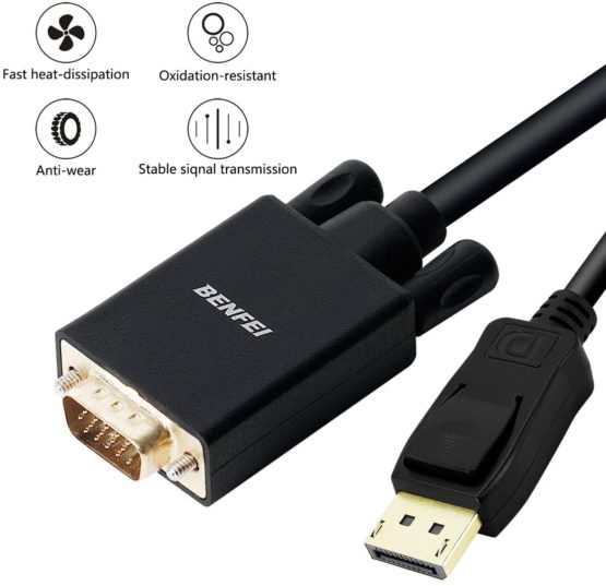 DisplayPort to VGA 1.8M Cable 2 Pack, Benfei Display Port to VGA Adapter Male to Male Gold-Plated Cord for Lenovo, Dell, HP, ASUS and other brand - Image 2