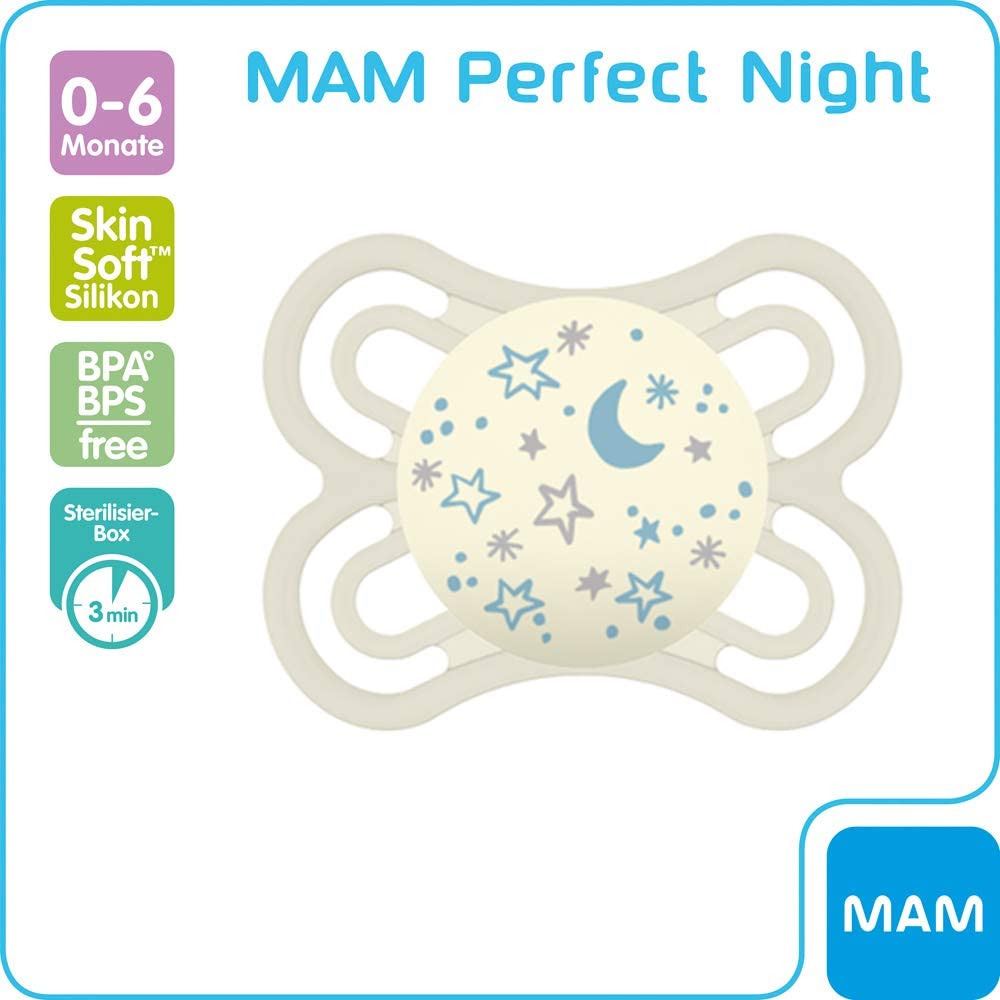 MAM Perfect Night Skin Soft Silicone Dummy 06 Glow in the Dark Set of