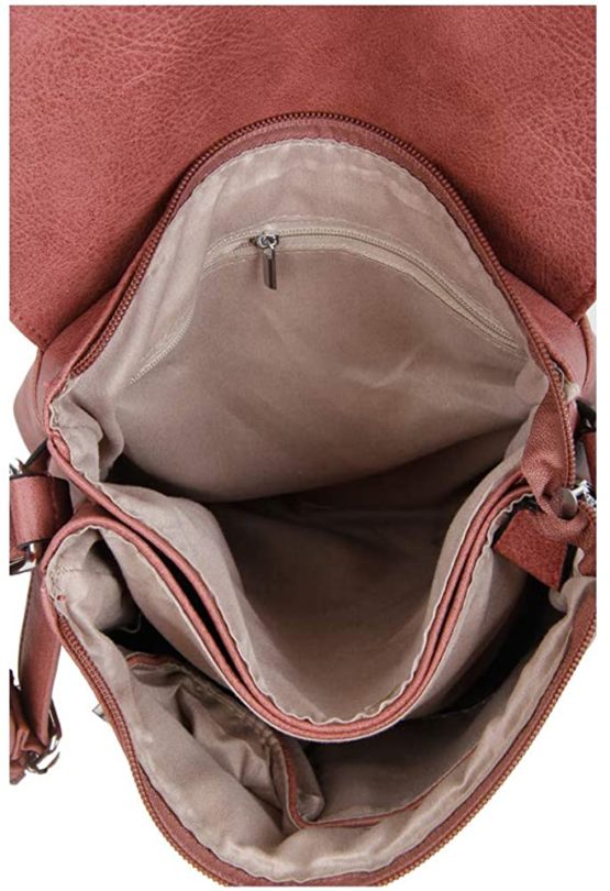 New Women's 2 Compartments High Quality Faux Leather Flip Handbag Crossbody Messenger Shoulder Bag - Image 3