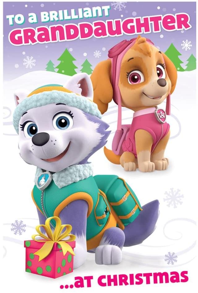 Paw Patrol PTX08 Granddaughter Christmas Card, Paw Patrol Granddaughter Christmas Card