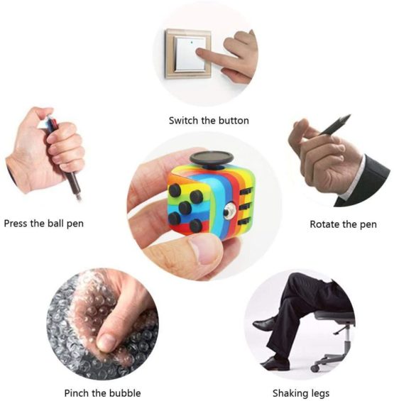 Paochocky Rainbow Fidget Toy Cube Toy with Click Ball, Anti-anxiety Anti-Stress Fidget Toys for Children, Teen, Adult Stress Reliever - Image 2