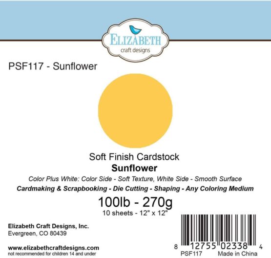 Elizabeth Craft Designs Soft Finish Cardstock x 12-inch Sunflower, Acrylic, Multicoloured, 0.09 x 11.9 x 13.4 cm