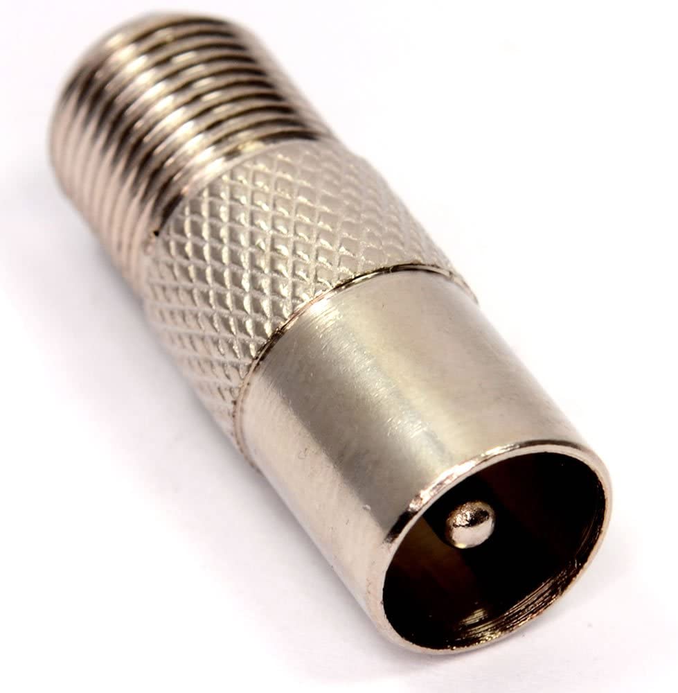 kenable F Type Screw Socket to RF Coax Aerial Male Adapter, Nickel