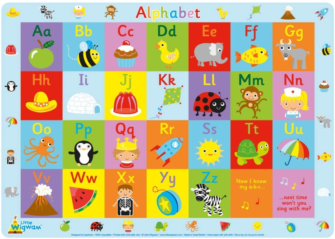Little Wigwam Alphabet Placemat Multicolour, Red, 42 x 30 cm