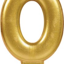 Amscan 9901772 - Sparkling Celebration Gold Number 0 Candle - 7.5 cm