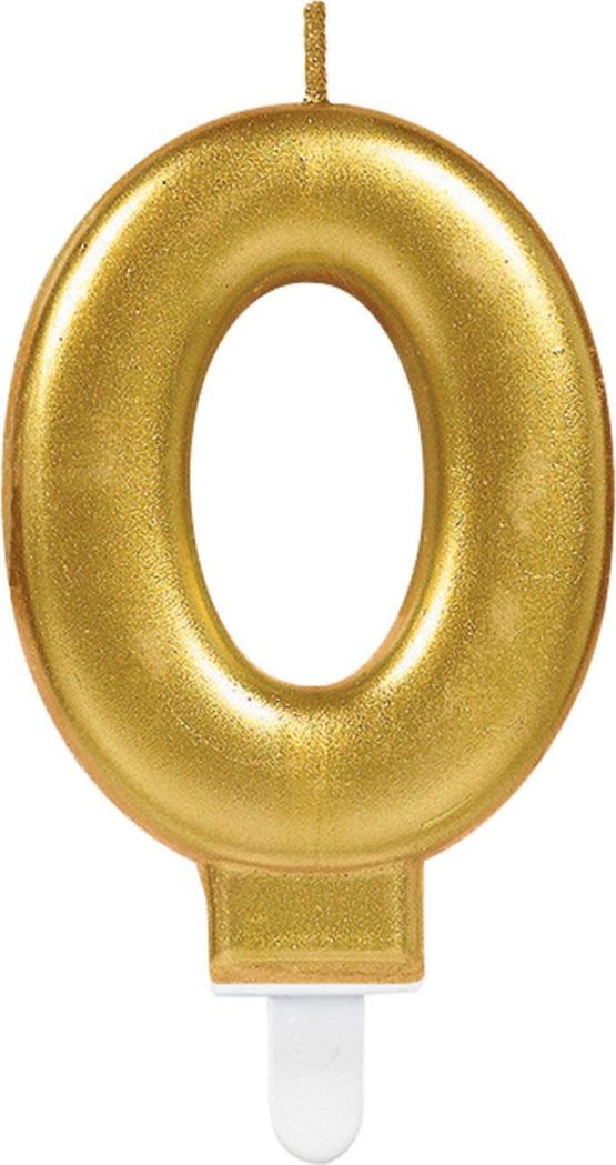 Amscan 9901772 - Sparkling Celebration Gold Number 0 Candle - 7.5 cm