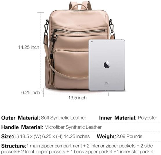 CL6192101KUK Backpack Purse for Women Fashion Leather Designer Travel Large Ladies Shoulder Bags with Tassel - Image 3