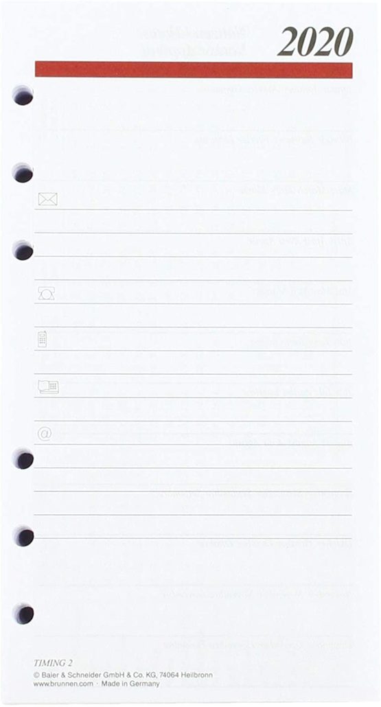 rido/idé 706690020, daily calendar, schedule systems, 2020, 1 page = 1 day, 1 page week planning, each week, sheet size 9.3 x 17.2 cm