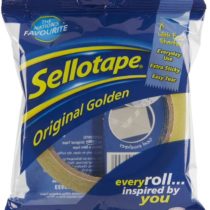 Sellotape Original Golden, Multi-Purpose Clear Tape for Household Objects, Clear Packing Tape for Sticking Envelopes or Cards, Easy to Use Packaging Tape, 24mmx50m