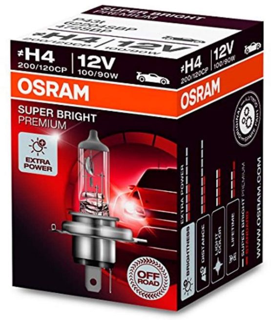 Osram 62204SBP Premium Off-Road Super Bright H4 Headlight Bulb Vibration-Proof Technology