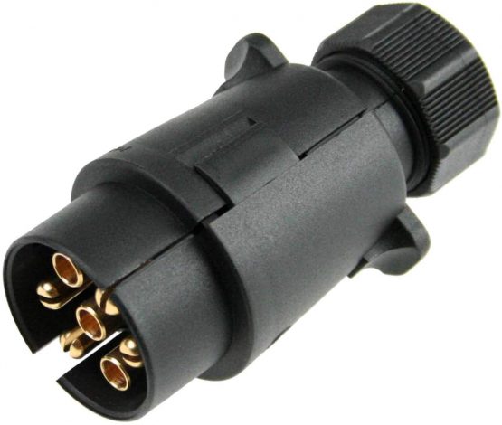 AS Schwabe 60462 Car Trailer Plug 7-pin Heavy-Duty, Screw Terminal, 12V 7-Pole, 12 V, Black