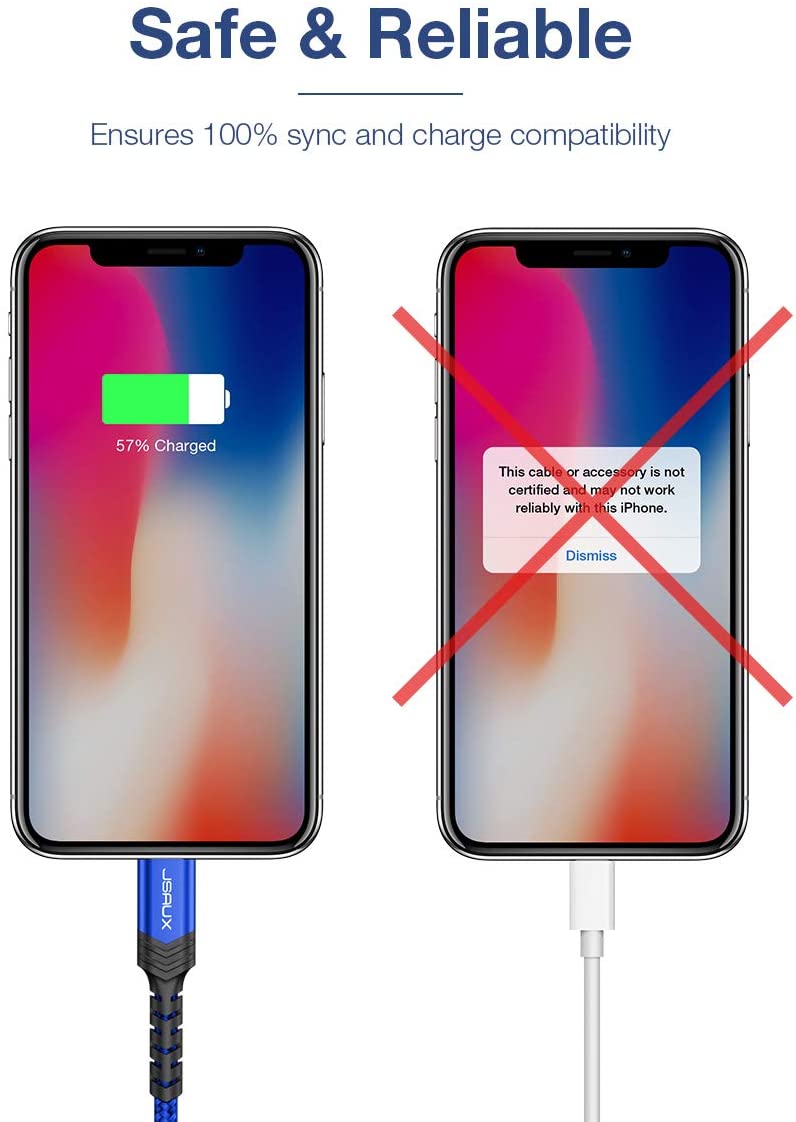 JSAUX Lightning iPhone Charger Cable, [Upgarded C89 Apple MFi Certified