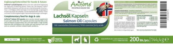 AniForte Premium Salmon Oil for Dogs & Cats, 200 Tablets - 100% Natural Norwegian Fish Oil Supplement With Omega 3, 6 & EPA, DHA & ALA Fatty Acids, For Coat & Skin, Joints & Brain Health - Image 2