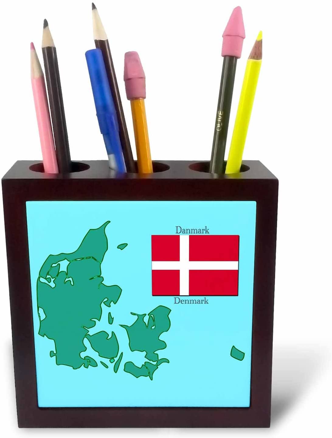 3dRose Map and Flag Finland Printed in English and Finnish-Tile Pen Holder, 5-Inch (Ph_37585_1), 5 Inches