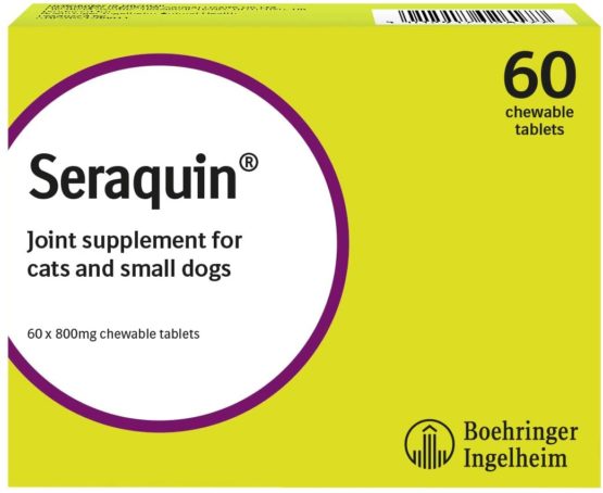 Seraquin Veterinary Joint Supplement with Turmeric for Cats and Small Dogs - 60 x 800 mg Chewable Tablets