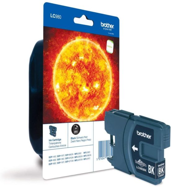 Brother LC-980BK Inkjet Cartridge, Black, Single Pack, Standard Yield, Includes 1 x Inkjet Cartridge, Brother Genuine Supplies