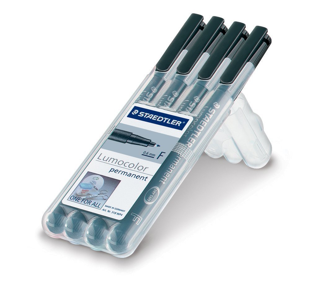 Staedtler Lumocolor 318-9WP4HZ Permanent Overhead Marker Fine Pack of 4 in Box with Stand Function Black, 4 count (Pack of 1) - Image 2
