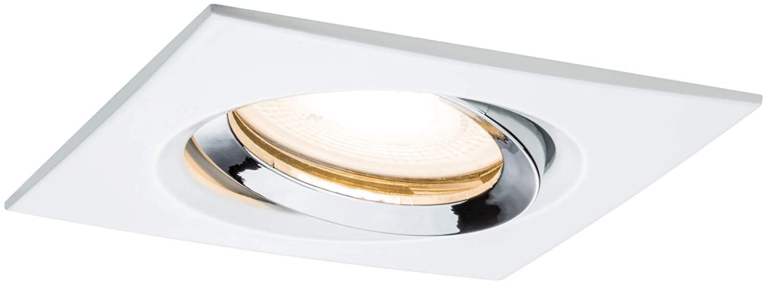 Paulmann Nova 92904 LED Recessed Spotlight IP65 7W Set of 1 Complete Set Including GU10 Bulbs White Pivoting Recessed Light Aluminium 7 W Matt Chrome