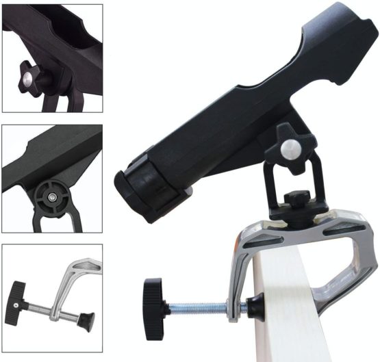 JSHANMEI Adjustable Fishing Boat Rods Holder 360 Degree Fishing Pole Rod Racks with Large Clamp Folding Holder - Image 2