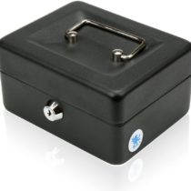 H&S Money Box Tin 6" Steel Cash Safe Box Petty Cash Deposit Tin with Lock 2 Keys - Black