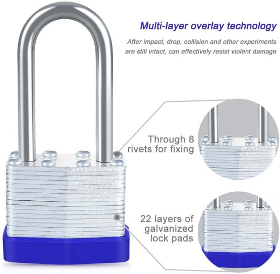 Keyed Padlocks, [2 Pack] Diyife 40mm Padlock Weatherproof Outdoor, 1.62 inch Medium Shackle Padlock Heavy Duty Laminated Steel Key Padlock Suitable for Gym Locker, School, Garage, Fence, Shed - Image 2