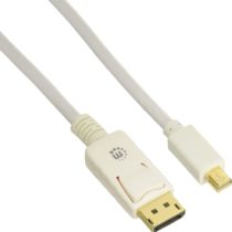 Manhattan Mini DisplayPort 1.2 to DisplayPort Cable, 4K@60Hz, 1m, Male to Male, White, Lifetime Warranty, Polybag