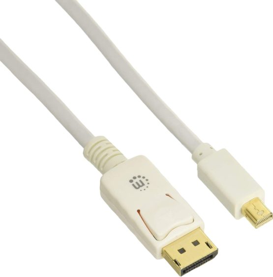 Manhattan Mini DisplayPort 1.2 to DisplayPort Cable, 4K@60Hz, 1m, Male to Male, White, Lifetime Warranty, Polybag