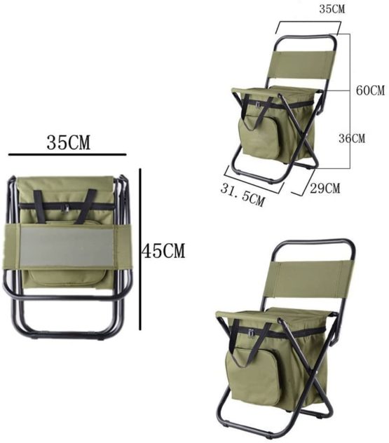 Nadalan Outdoor Folding Chairs Fishing Chair/Portable Camping Stool/Foldable Chair with Double Layer Oxford Fabric Cooler Bag for Fishing/Beach/Camping/House/Outing - Image 3