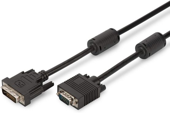 Digitus AK-320300-020-S 2.0m DVI(24+5) Male - HD15 Male DVI Adapter Cable with Ferrite - Black
