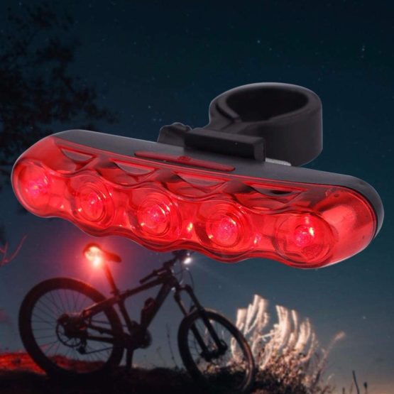 Bike Taillight, Waterproof Cycling Safety Warning Taillights 5 LED Warning Rear Lamp Bike Back Light for Bicycle Night Riding Cycling Safety Warning Strobe - Image 4