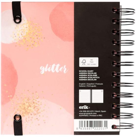 Glitter 2019-2020  Academic Diary, Organiser, Calendar, Agenda. One Day to Page Twin Wire Spiral Binding Mid Year Student Daily Planner. Runs from September 2019 Until June 2020-10 Months. - Image 2