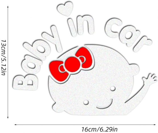 FineFun Baby in Car|Baby on Board Stickers Car Warning Sign (Baby in Car(Girl)) - Image 4