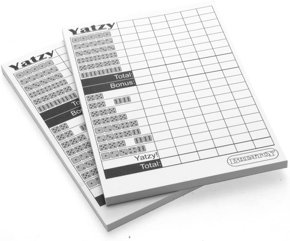 Brimtoy Yatzy Score Sheet Cards X 2 pads (100 sheets), Black, White, 15 x 10.5 cm