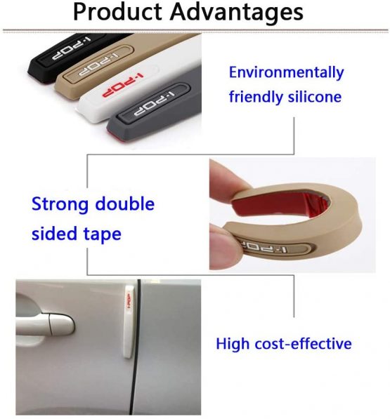 Pack of 4, Universal Rubber Anticollision Car Corner Bumper Guard Protector Anti-Scratch Strips Sticker - Image 2