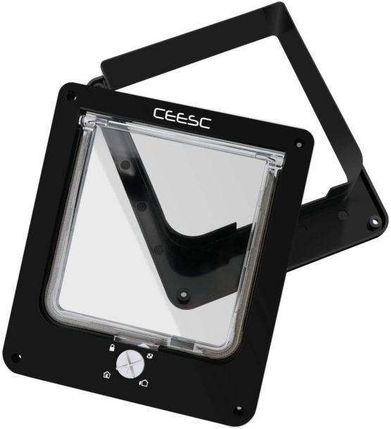 CEESC Cat Doors, Magnetic Pet Door with Rotary 4 Way Lock for Cats, Kitties and Kittens (Medium, Black) - Image 4