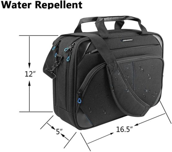 KROSER Laptop Bag 15.6 Inch Laptop Briefcase Laptop Messenger Bag Water Repellent Computer Case Laptop Shoulder Bag Durable Tablet Sleeve with RFID Pockets for Business/College/Women/Men-Black/Red - Image 4