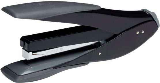 Rexel Easy Touch Low Force Stapler, 30 Sheet Capacity, Flat Clinch Stapling, Full Strip, Includes Staples, Metal Body, Black/Grey, 2102550