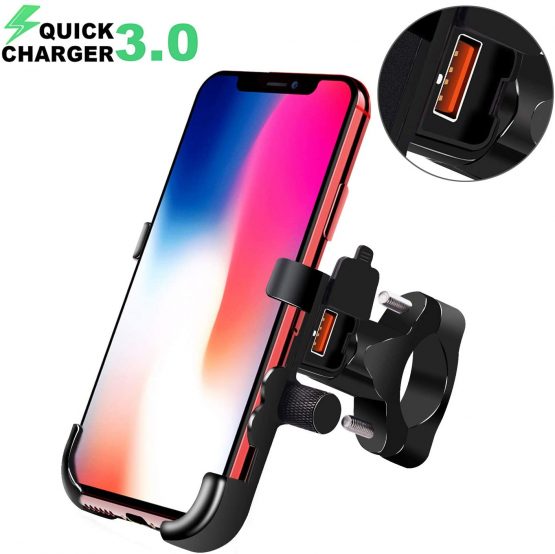 BlueFire Motorcycle Phone Mount, with QC3.0 Quick Charger USB Port, Aluminium Waterproof 