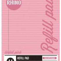RHINO Stationery Special Education A4 Refill Pad Pink Tinted Paper | 100 Page | 8mm Ruled with Margin School Notepad Premium Writing Paper