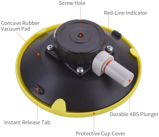 IMT 6" Mounting Vacuum Suction Cup with 5/16"-18 Female Thread, Samll Hand Pump Glass Sucker, Glass Sucking Tool/Car Sucker for Camera - Image 2