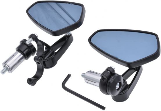 KATUR 7/8Inch 22mm Motorcycle Handlebar End Mirrors Oval CNC Billet Aluminum Bluish Anti-Glare Motorbike Side Rearview Mirror for H arley D avidson H onda Y amaha S uzuki K awasaki Black - Image 4